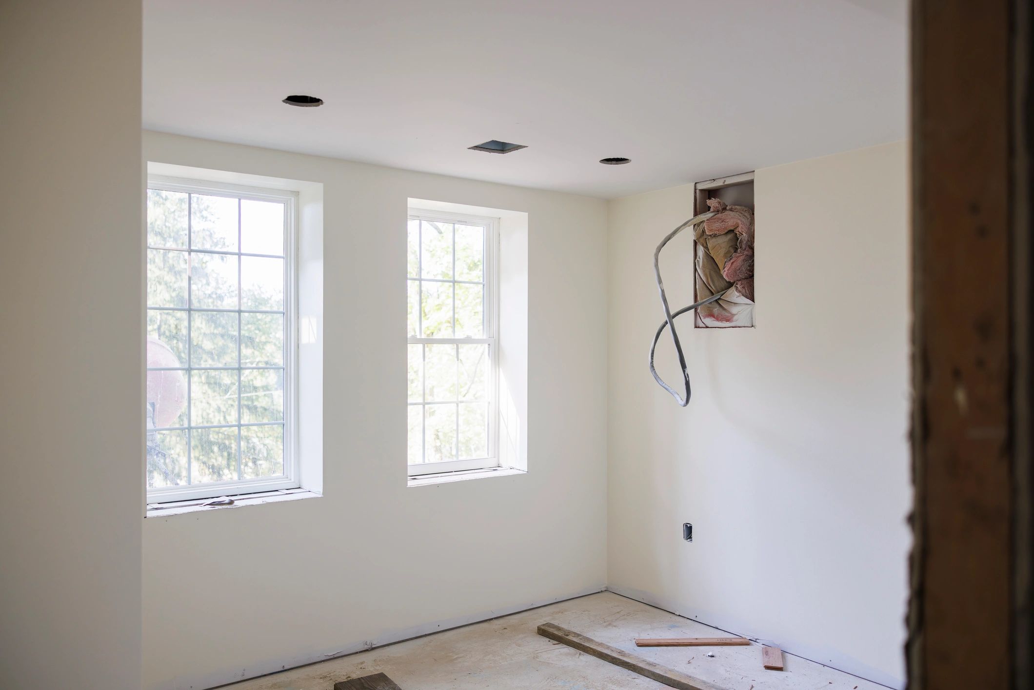 Bright white room ready for touch-up painting